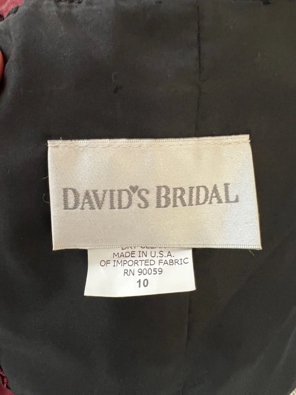 David's Bridal Wine Satin Prom Dress size 10 - Picture 5 of 8